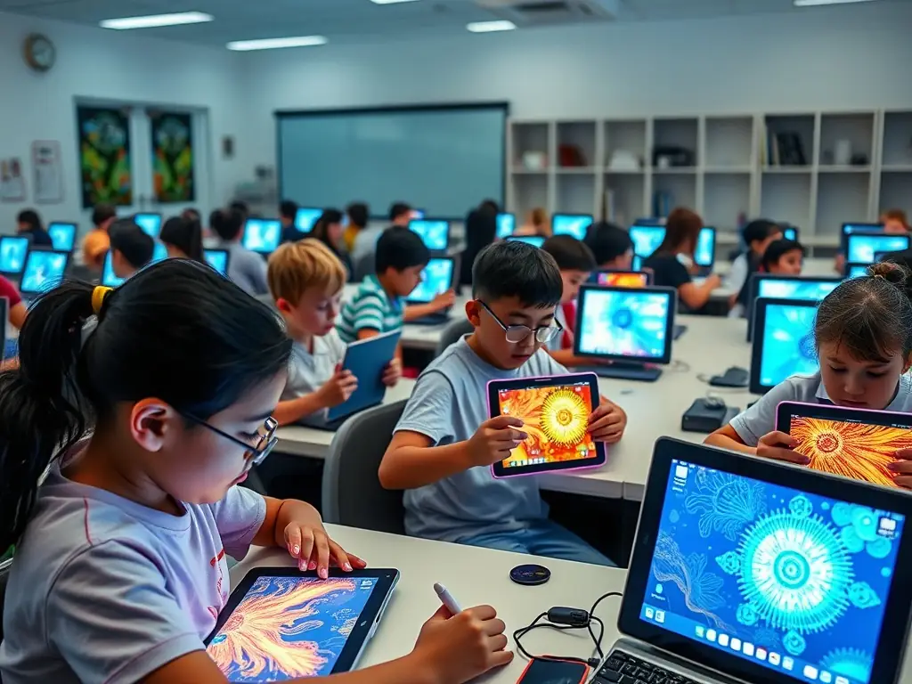 A photograph of a training session focused on digital arts, with participants learning software and techniques on computers.
